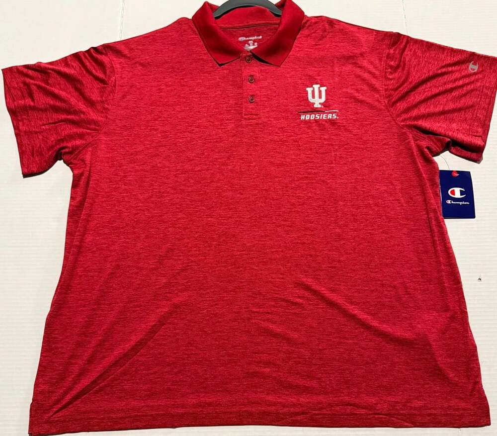 Champion Indiana Hoosiers Polo Size 2XL Red Heather Golf Shirt New